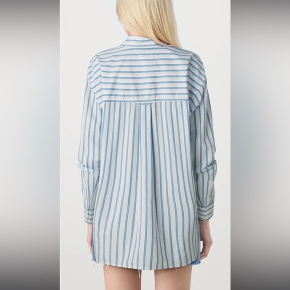 American Eagle Sm button up shirt, light blue and denim blue 100% viscose SOFT!! - Picture 2 of 12